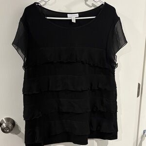 Charter Club Elegant Black Ruffle Blouse